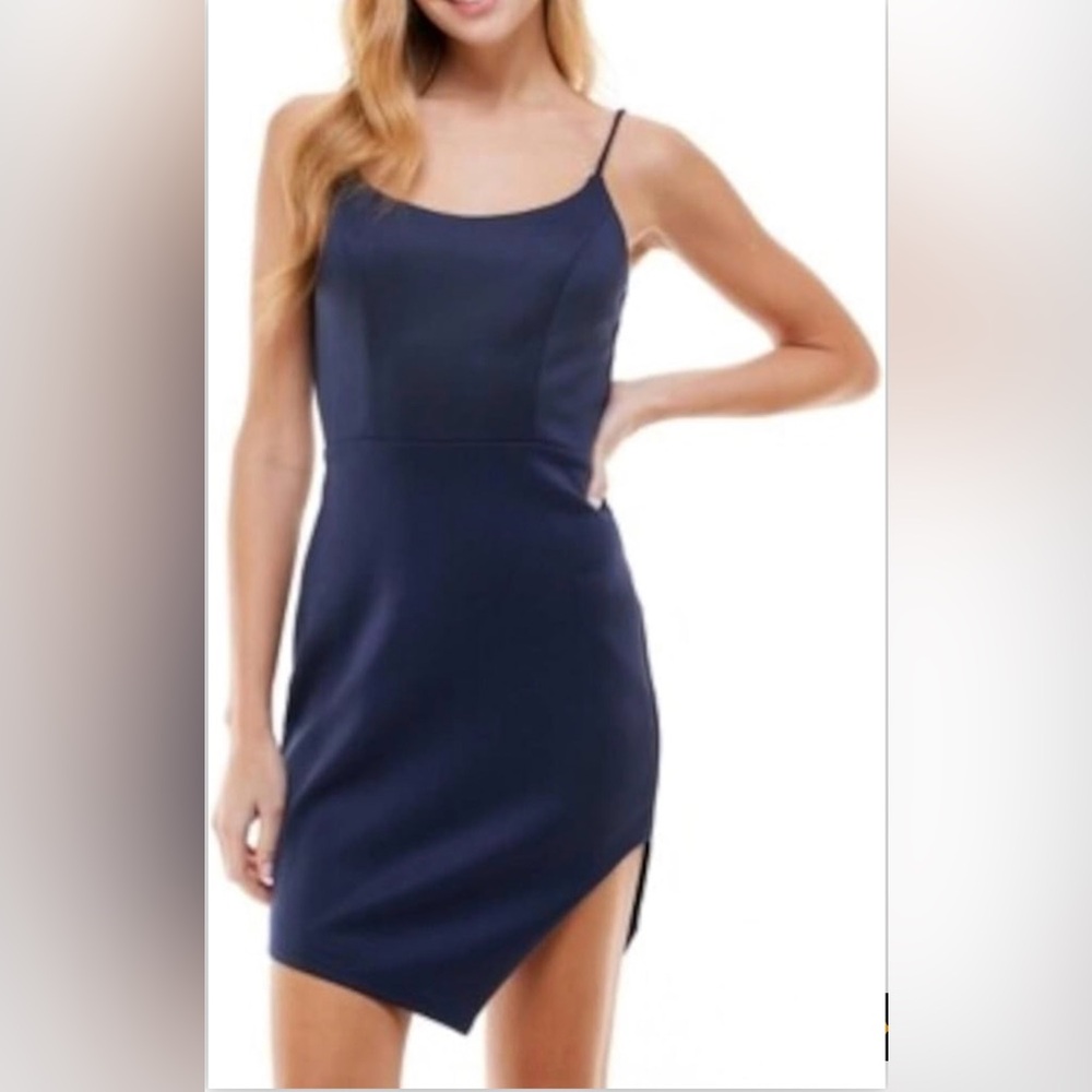Women’s Navy Blue Wrap Dress with Spaghetti Strap